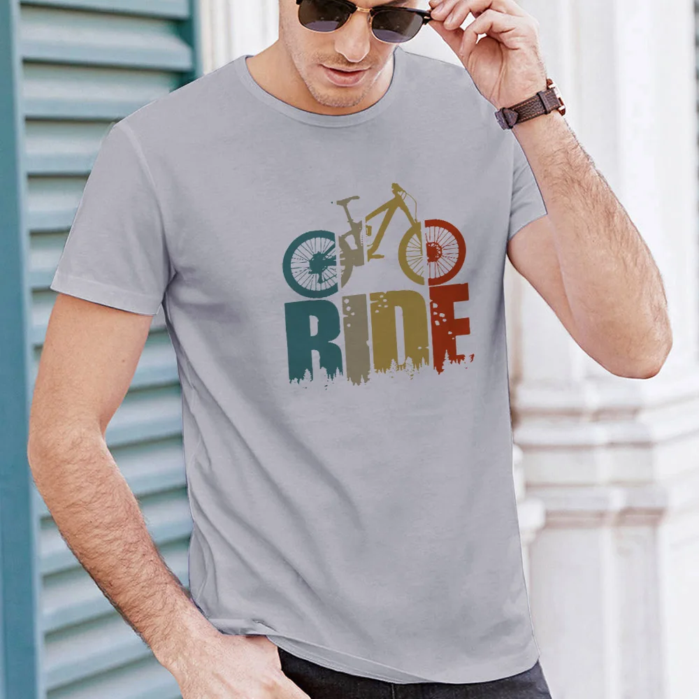 

Summer Casual T-Shirts 2021 Funny Ride Bicycle Print Men T-Shirt Short Sleeve Fashion Cartoon T-Shirt Men Plus Size Top Tee