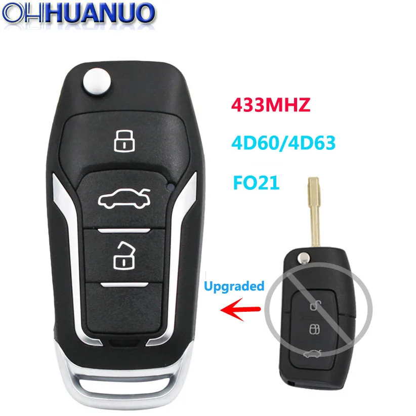 Новый обновленный складной дистанционный ключ с 3 кнопками для чипа Ford Mondeo Focus 433
