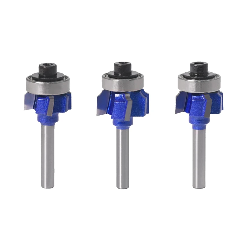 

3Pcs 6mm Shank Woodworking Milling Cutter R1mm R2mm R3mm Trimming Knife Edge Trimmer 4 Teeth Wood Router Bit