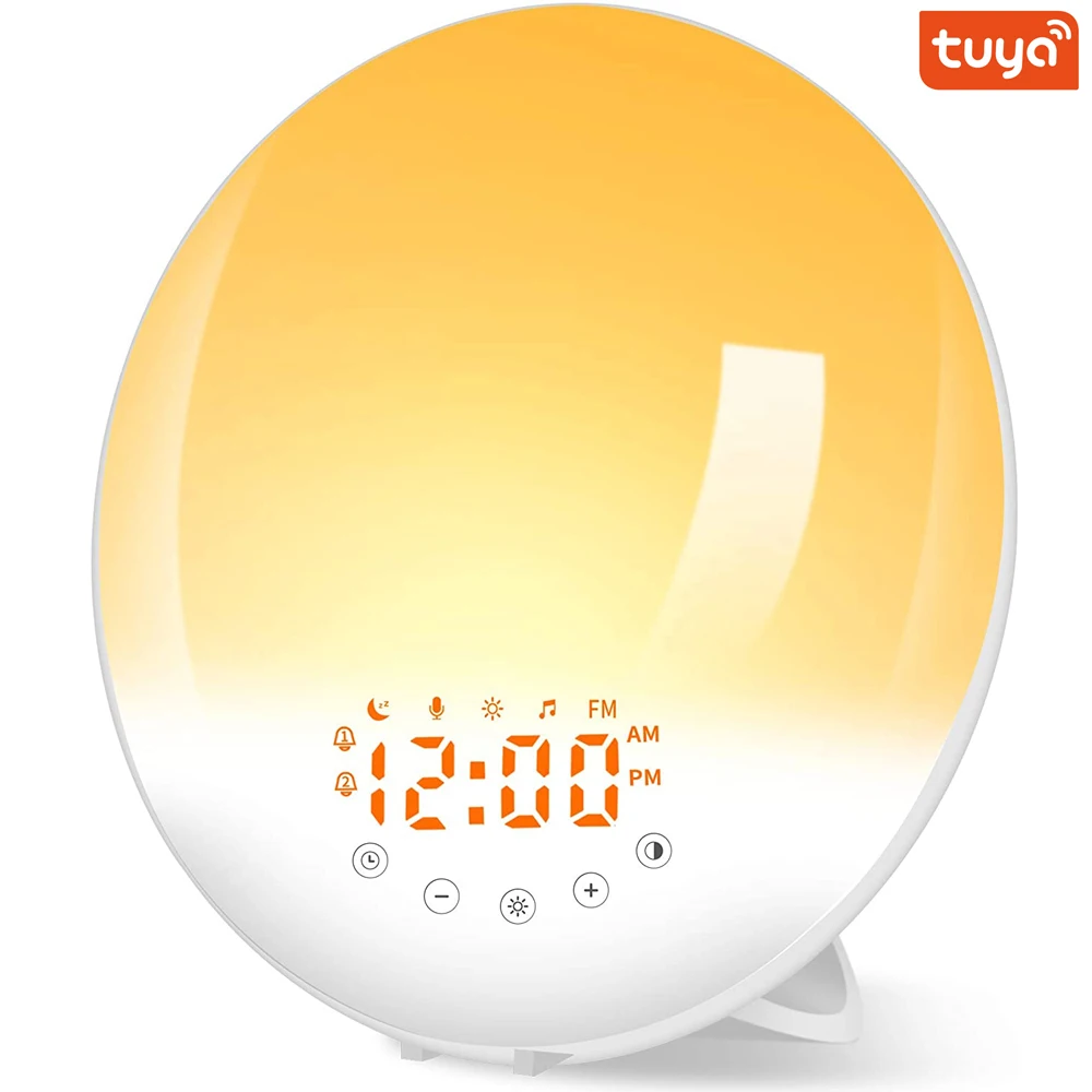 Tuya Smart WiFi Wake Up светильник Восход Будильник 7 Цвета восход солнца/закат FM радио
