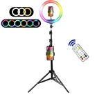 Кольцесветильник 10 дюймов RGB светодиодный кольсветильник кольцо для штатива светильник для телефона селфи ламсветильник видео свет Профессиональная фотография