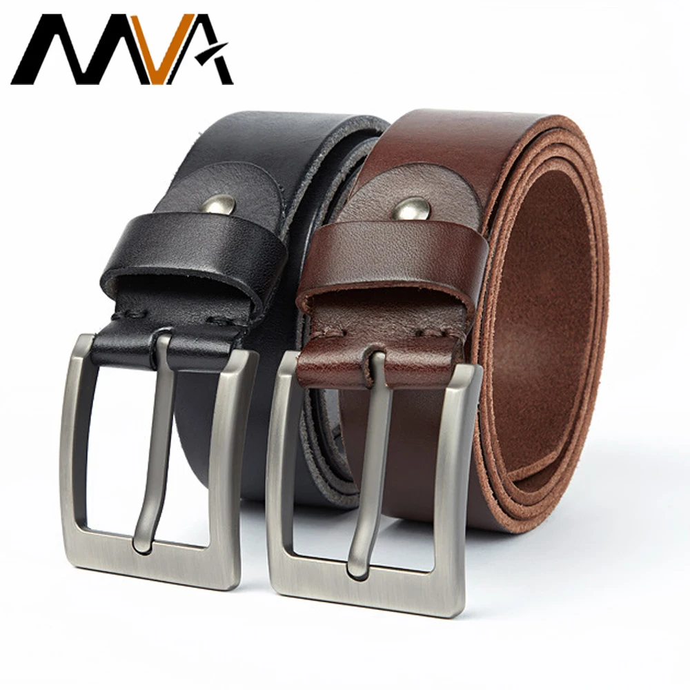 MVA Men's Genuine Leather Casual High Quality Belt Designer Belt Buckle Cowhide Leather Belts For Men Trouser Belts Business New