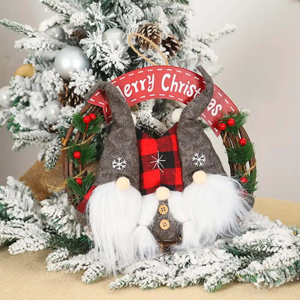 Рождественский кукольный венок 2020 ротанговый Декор для дома Рождественское