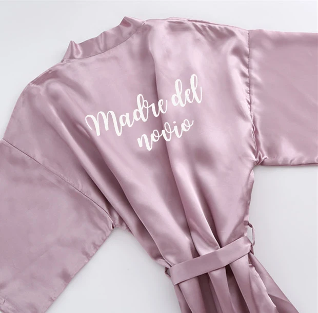 madre del novio Великолепный mauve халат novia Атласный халат для женщин испанский женитьба hermana de la novia dama de honor халаты для невесты - Цвет: madre del novio