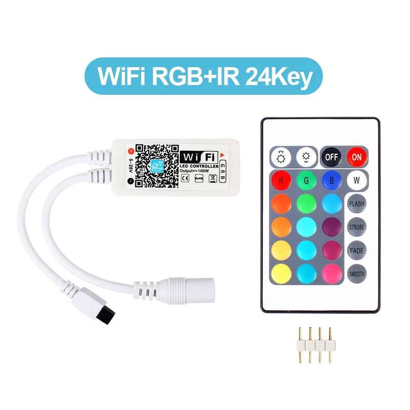 Светодиодный Wi Fi контроллер RGB / RGBW на 12 В постоянного тока с 24 кнопочным пультом