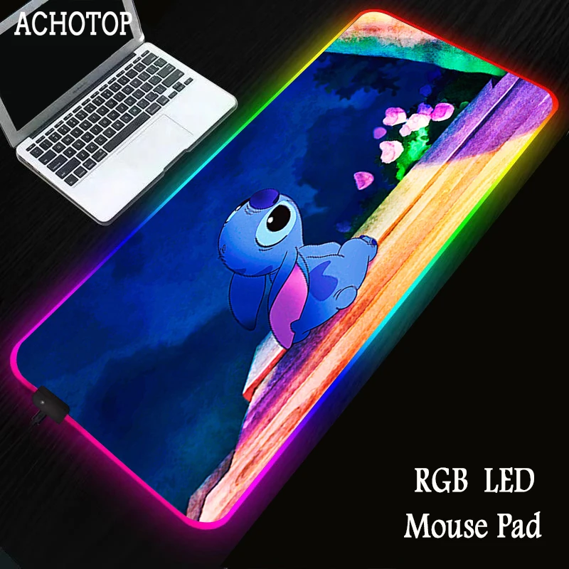 

Stitch RGB Large XL Mouse Mat Anime Laptop Mouse Pad Notbook XXL Computer Keyboard Gaming Mousepad Gamer Play Mats 900x400mm