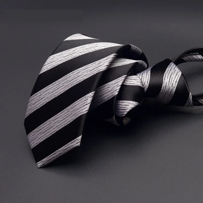 

2019 New Arrivals Fashion 6CM Slim Zipper Necktie for Men Formal Business Wedding Bridegroom Ties Striped Neck Tie with Gift Box
