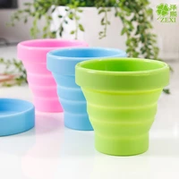 silicone folding water cup solid color portable outdoor travel tea glass with lid telescopic collapsible handcup drinkware tools