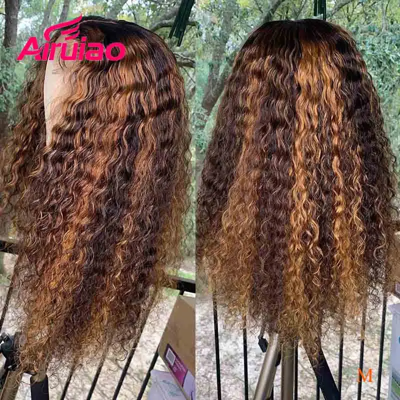 Цветной блонд коричневый Выделите вьющиеся волосы на кружеве человеческие боб