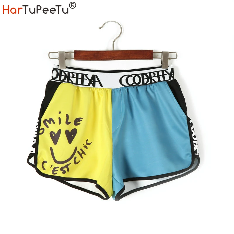 

Шорты женские летние, широкие, со светодиодной подсветкой, с забавным принтом в стиле Харадзюку, с эластичной резинкой на талии, 2020