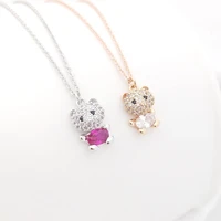 cute cat necklace for woman fashion shiny p jewelry for girl gift party accessories