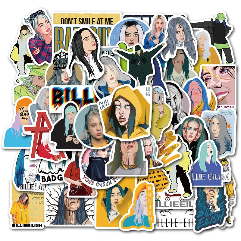 50 шт. виниловый стикер для ноутбука Singer Billie Eilish водонепроницаемые Стикеры
