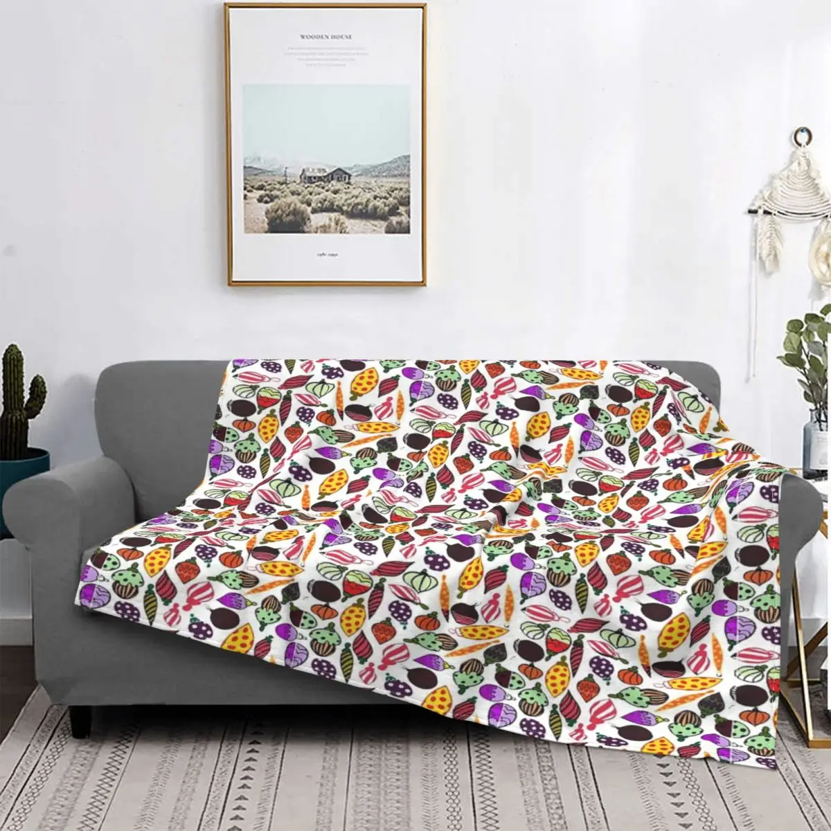

Manta de verduras y frutas de Anime, colcha a cuadros para cama, manta de lana, colchas para camas