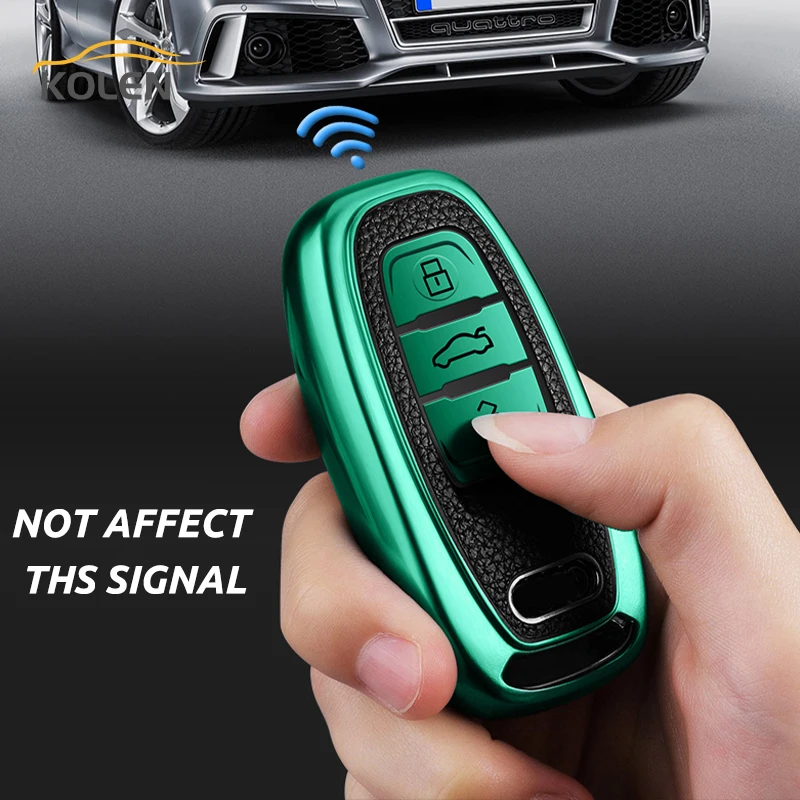 

Leather TPU Car Smart Key Cover Case Fob For Audi A1 A3 A4 A5 A6 A7 A8 Q3 Q5 Q7 B8 S5 S6 S4 Quattro Protector Holder Shell Chain