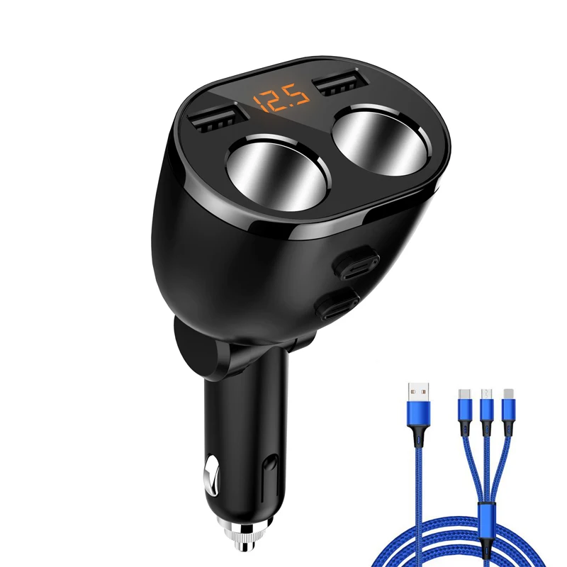 with 3 in 1 cable 12 В/24 В автомобильный двойной USB быстрое зарядное устройство адаптер для автомобильного прикуривателя разветвитель конвертер 5 в 3.6A напряжение диагностический дисплей - Название цвета: with 3 in 1 cable