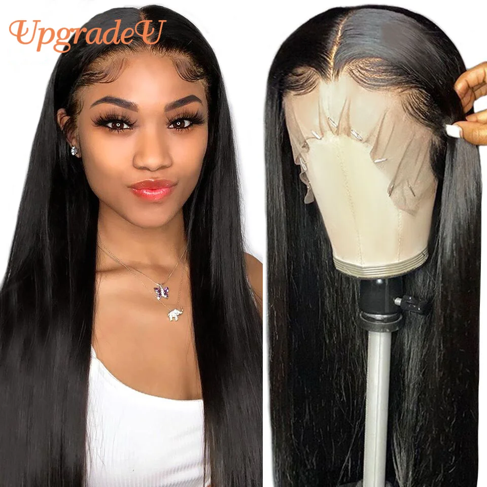 

UpgradeU Straight Human Hair Wigs 180 Density 4x4 Lace Closure Straight Wigs Pre Plucked T Part Lace Front Human Hair Wigs