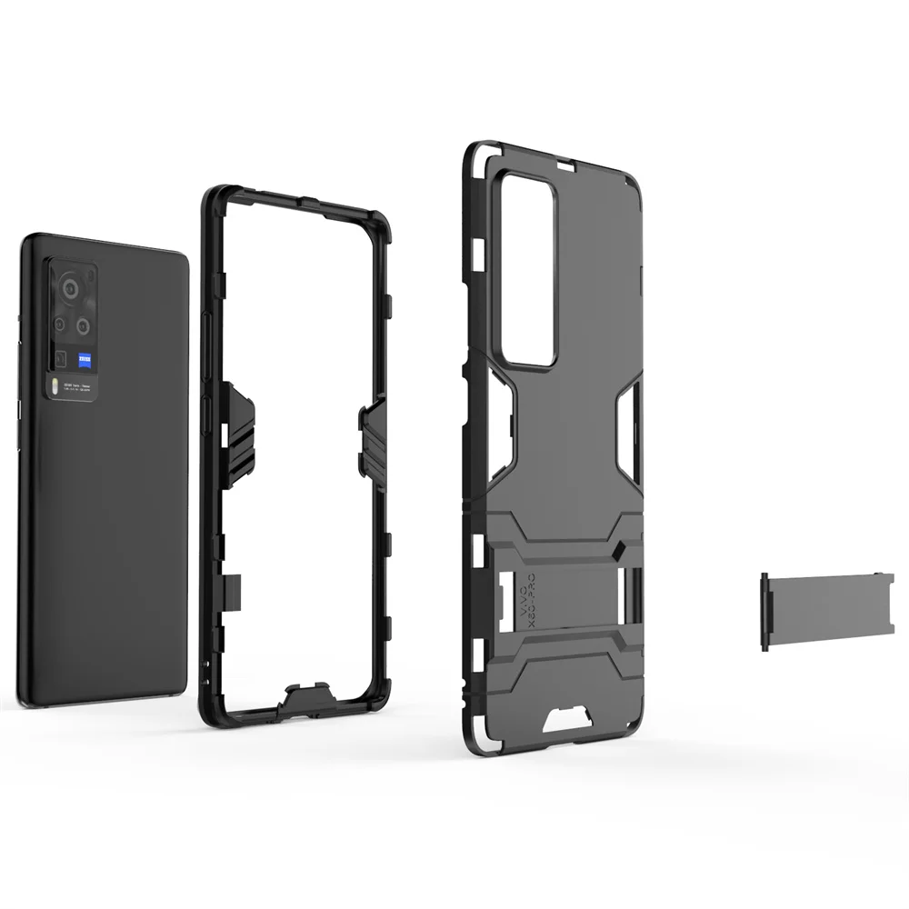 

UFlaxe Hard Cellphone Case for Vivo X50 X60 Pro Plus Armor Stand Holder Shockproof Vivo X27 X30 Pro Cover GX