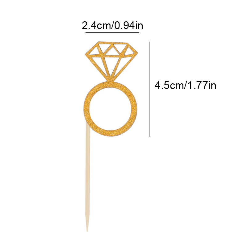 10 шт./компл. Золотое блестящее кольцо с бриллиантами топпер для капкейка