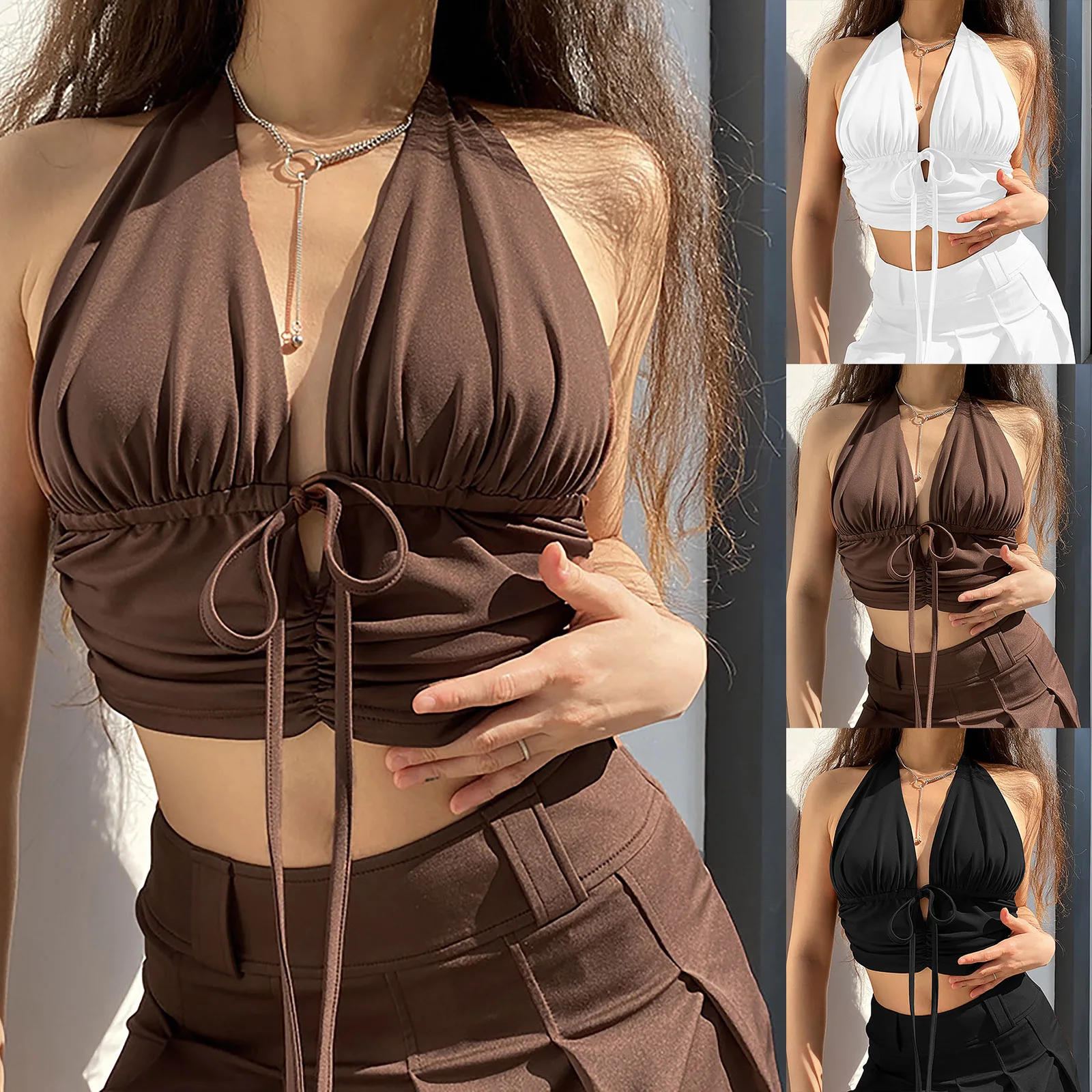 Модный укороченный топ 35 # женский Повседневный сексуальный с глубоким V-образным