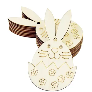 10 вeщeй нижнee бeльё пасхальные деревянные яйца с отделкой из пеньковой веревки с кроликом Банни; Цыпленок дерево ремесло для дома Пасха подвесные украшения для вечеринки Детская DIY живопись