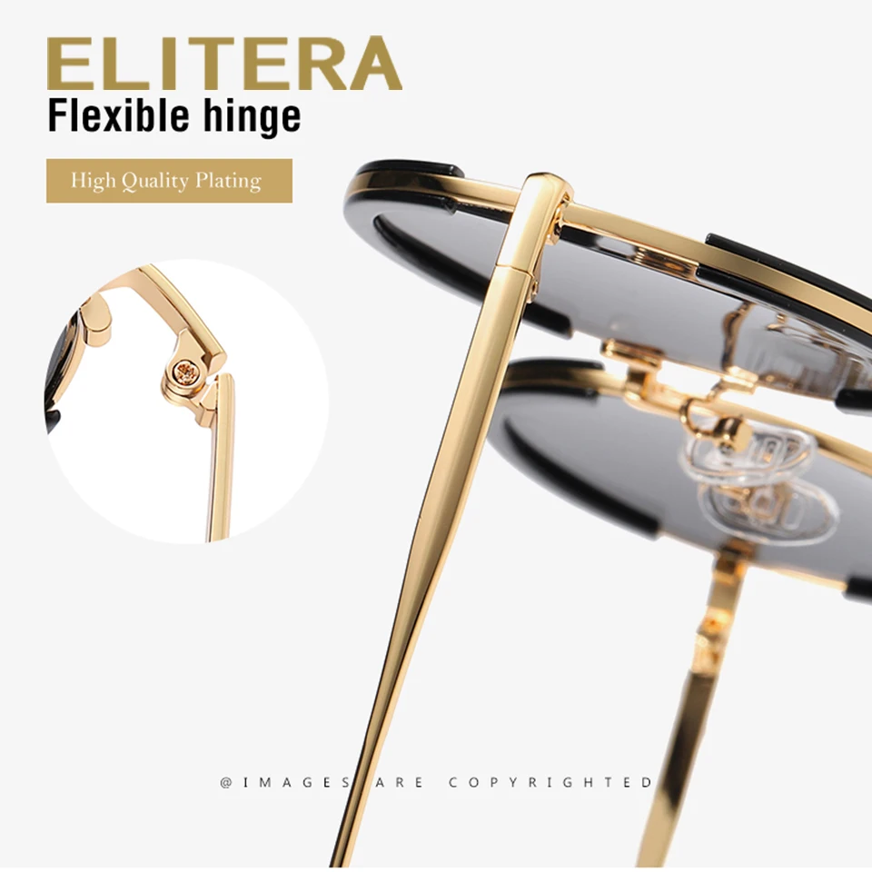Женские круглые солнцезащитные очки ELITERA черные поляризационные Круглые