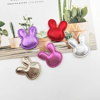 60pcslot 3x3 3cm pu rabbit padded appliques for birthday cake insert cards hair hoop clips band headdress hairdress ornament