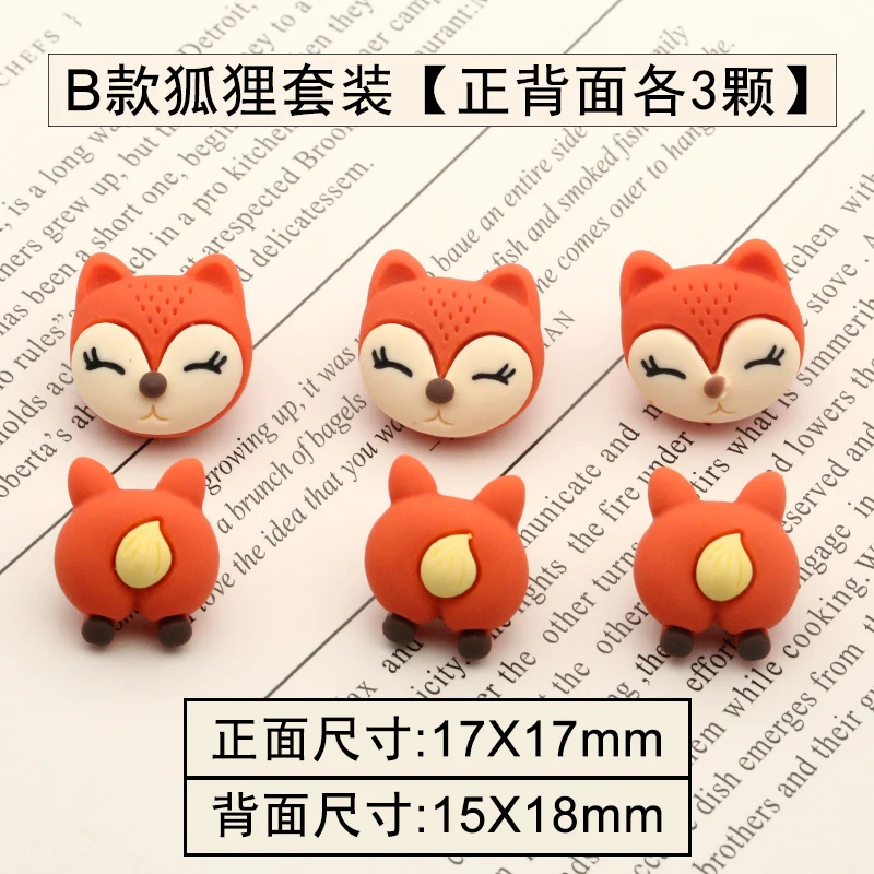 6pcs Cartoon Fox Bear Calf Decorative Lovely Animal Buttons for Clothing Children Cardigan Sweater Overcoat Sewing Wooden resin | Дом и сад