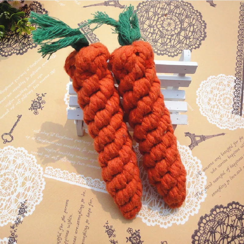 

DouNiOne Carrot Shaped Pet Toys Cat Toys Funny Chew Knot Cotton Rope Puppy Small Dog Toy Teeth Cleanin Pet Supplies 2 Pcs/Set