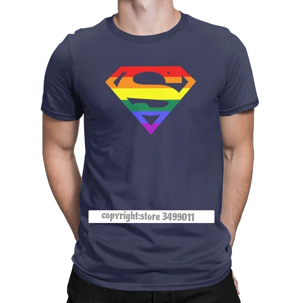 

Cool Super Queer Tops T Shirt Men Round Neck Cotton T Shirt Rainbow Gay Lesbian Pride LGBTQ LGBT Camisas Tshirts