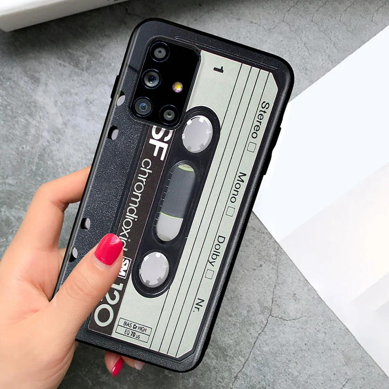 

Vintage Cassette for Samsung Galaxy A91 A81 A71 A72 A51 A52 A42 A41 A31 A21 A12 A11 A01 UW Black Phone Case