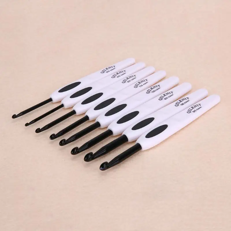 8 шт. набор крючков для вязания пластиковые ручки алюминиевые вязальные спицы