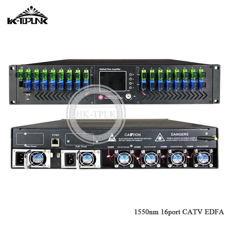 Новый усилитель оптического волокна CATV EDFA с WDM 1550nm 2U стойка 16 портов * 19dbm SC/APC SC/UOC