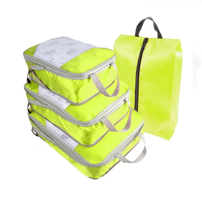GREEN 3 SET-BAG Компрессионные упаковочные кубики органайзер для багажа для путешествий для детей/складной/маленький/роскошный/большой/складной органайзер для сумки для путешествий/для мужчин/для женщин/набор - Цвет: GREEN 3 SET-BAG