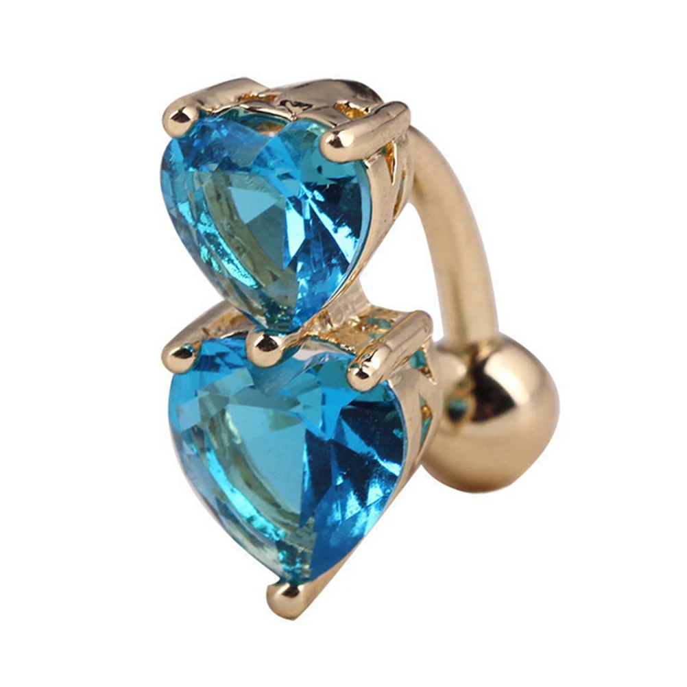 1 шт. цвета: золотистый пирсинг Для женщин сексуальные пупок штангой два сердца