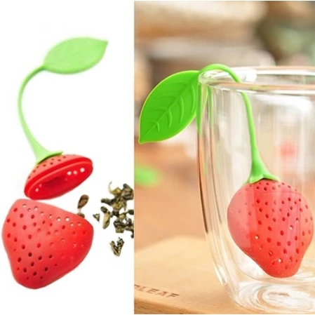 

3Pcs/lot different colour Silicone Tea Strainer Strawberry Shape Loose Tea Leaf Strainer Bag Herbal Spice Infuser Filter Tools