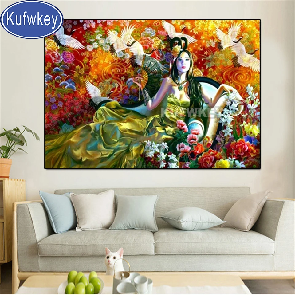 

full square round drills diamond mosaic"japanese Kimono Geisha"5d diy diamond painting embroidery 3d woman Pictures