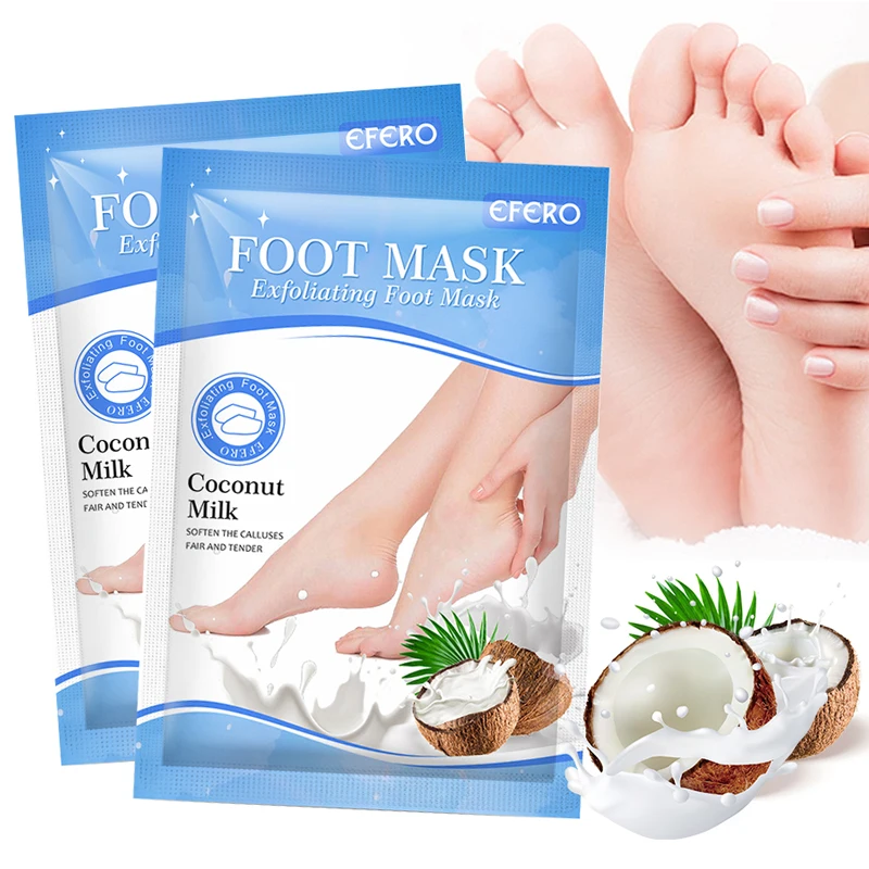 

2Pair Coconut Exfoliating Feet Mask for Legs Socks for Pedicure Moisture Foot Mask Peeling Callus Remove Dead Skin Cuticles Heel