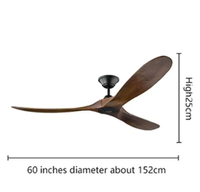 

60 inch DC ceiling fan industrial vintage wooden ventilator with no light Remete control decorative blower wood retro fans