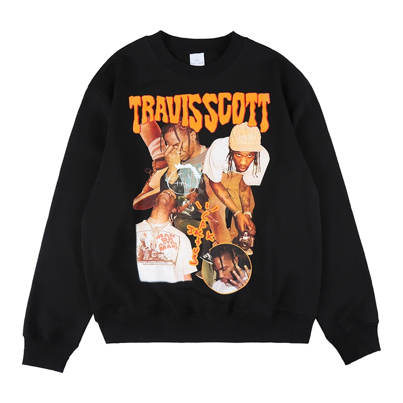 

Travis Scott Hip Hop Singer Print Terry Hoodies for Men and Women Harajuku Oversize Stranger Things Casual Baggy Sweatshirt