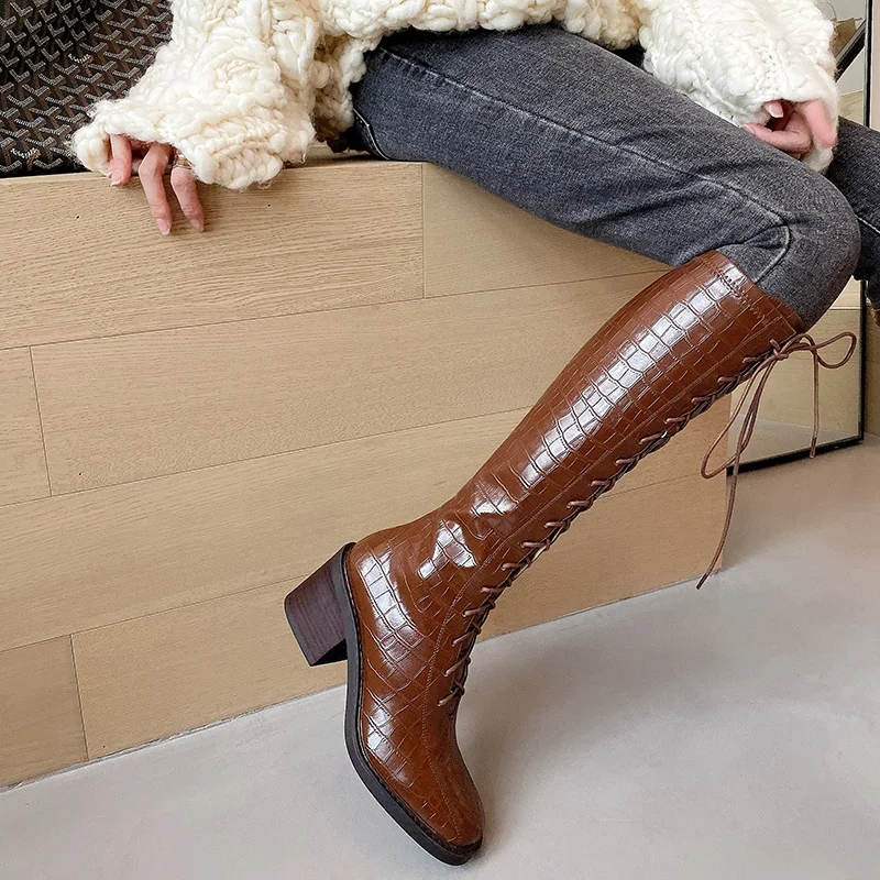 Для женщин высокие сапоги до колена на высоком каблуке Растягивающиеся с