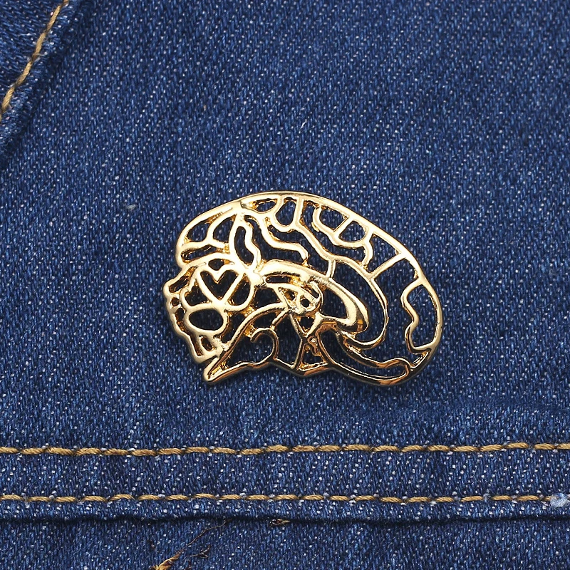 

Gold Silver Color Brooches Brain Viscera Shape Booch Backpack Clothes Lapel Pin Halloween Badge Jewelry Accessories Friend Gifts