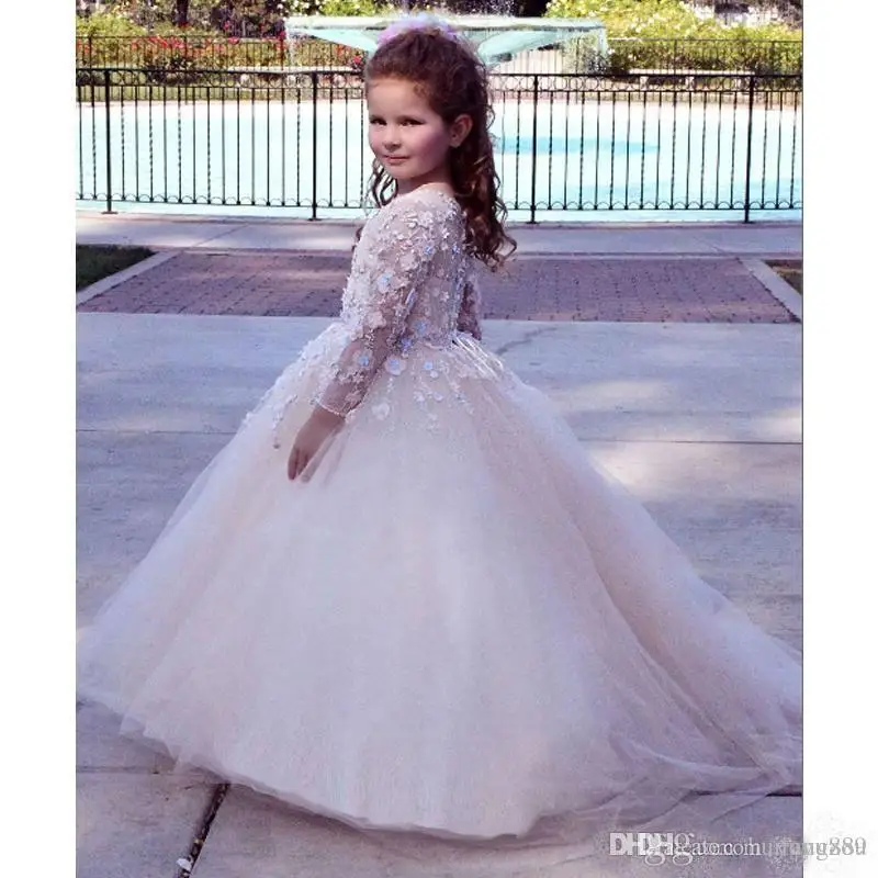 Одежда с длинными рукавами для девочек в цветочек платья свадьбы из прозрачной
