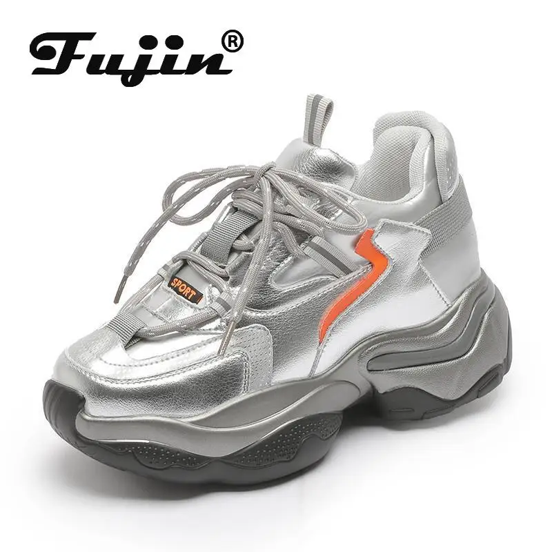 

Fujin 7cm Genuine Leather Women Chunky Sneakers Platform Shoes Dad Za Women Breathable Shoes Fashion Sneakers Breathable