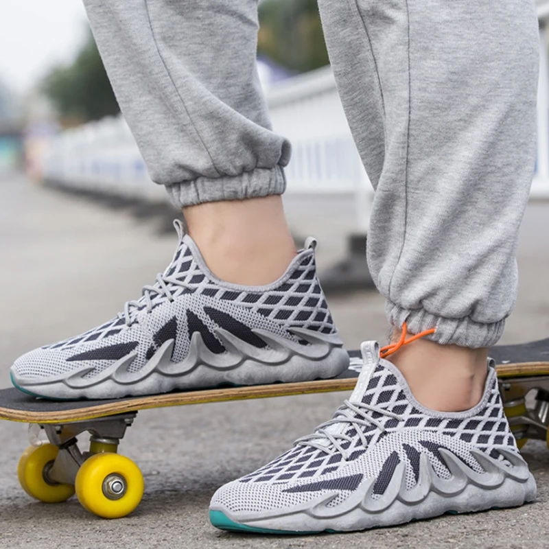 

Best Selling Mens Gym Outdoor Shoes Fly Wire Men Walking Jogging Shoes Black Lace Up Running Sports Man Shoes Size 39-44