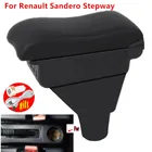 Подлокотник для Renault Sandero Stepway, модифицированные детали деталей, центральный подлокотник автомобиля со светодиодный Ной подсветкой, USB