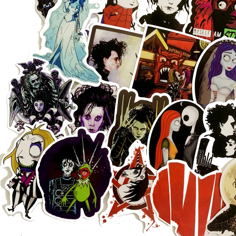 61pcs Stickers Tim Burton Classic Movie Edward Scissorhands Graffiti Sticker For Skateboard Laptop Bicycle Waterproof Decals F4
