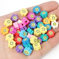 50100pcs sun flower smiling shape polymer clay spacer smile face beads for jewelry making diy bracelet necklace accessories