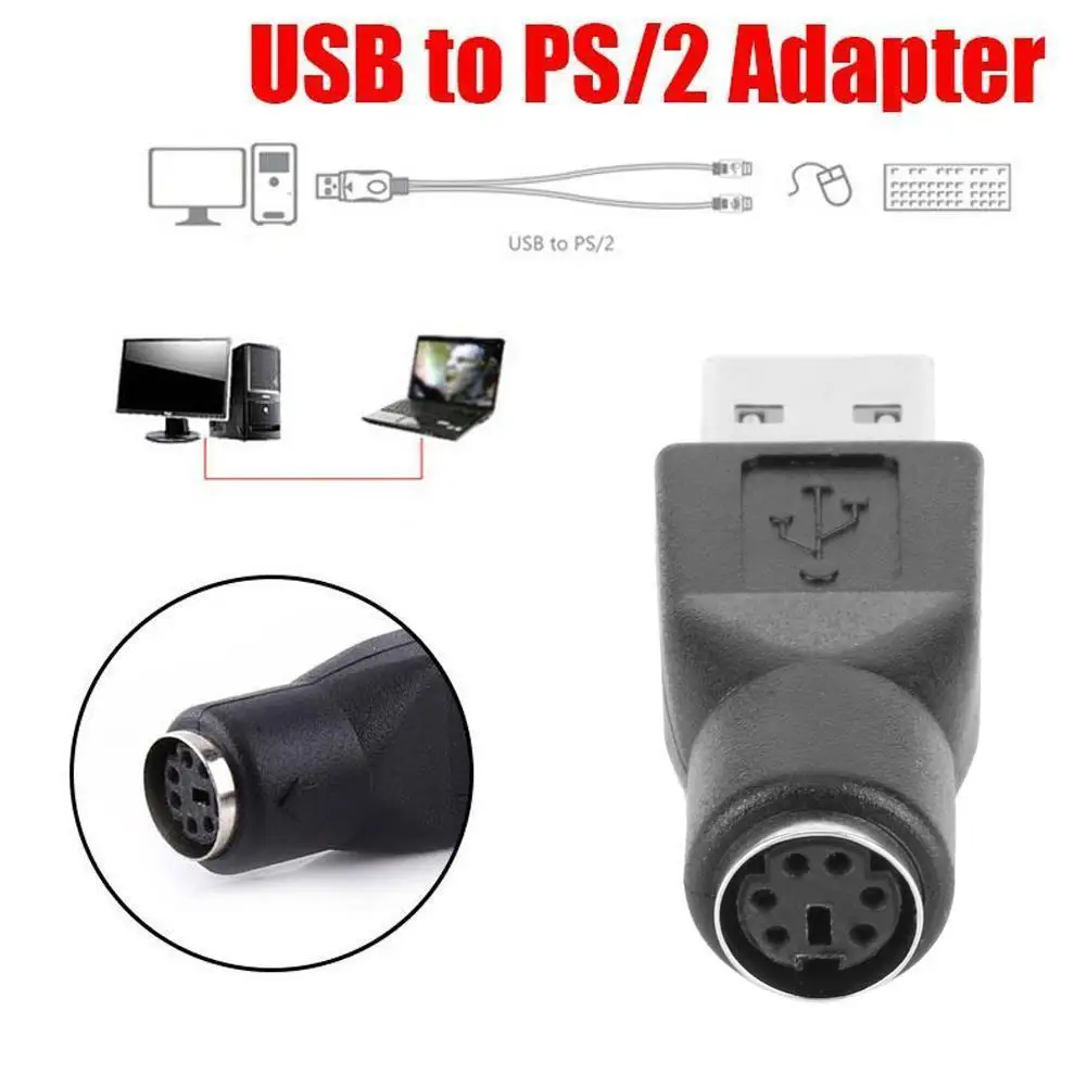 Переходник USB/PS2 черный штекер USB/6-контактный разъем для ПК Sony PS/2 клавиатуры мыши |