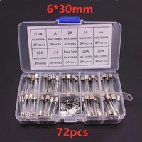 72pcs fuse 630mm 6x30mm 6mm 30mm glass insurance tube safety 6x30mm