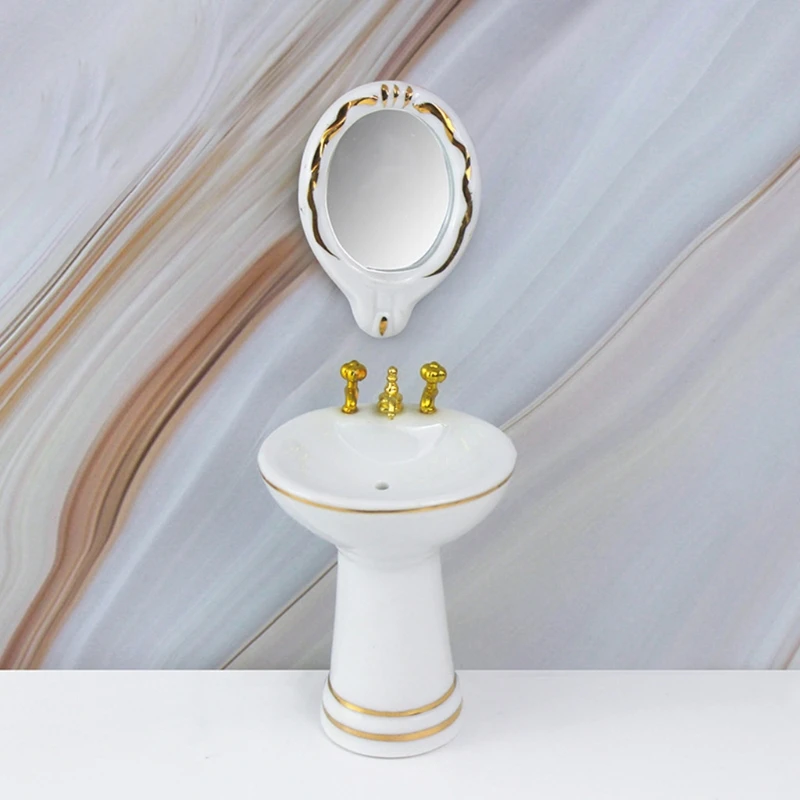 

Doll House Furniture 1/12 Children Doll House Bathroom Furniture Bath Doll House 97BC